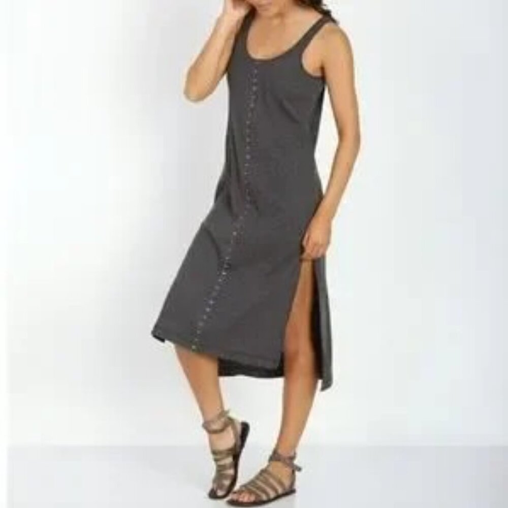 Free People Charcoal Gray Midi Tank Dress with Side Slit
